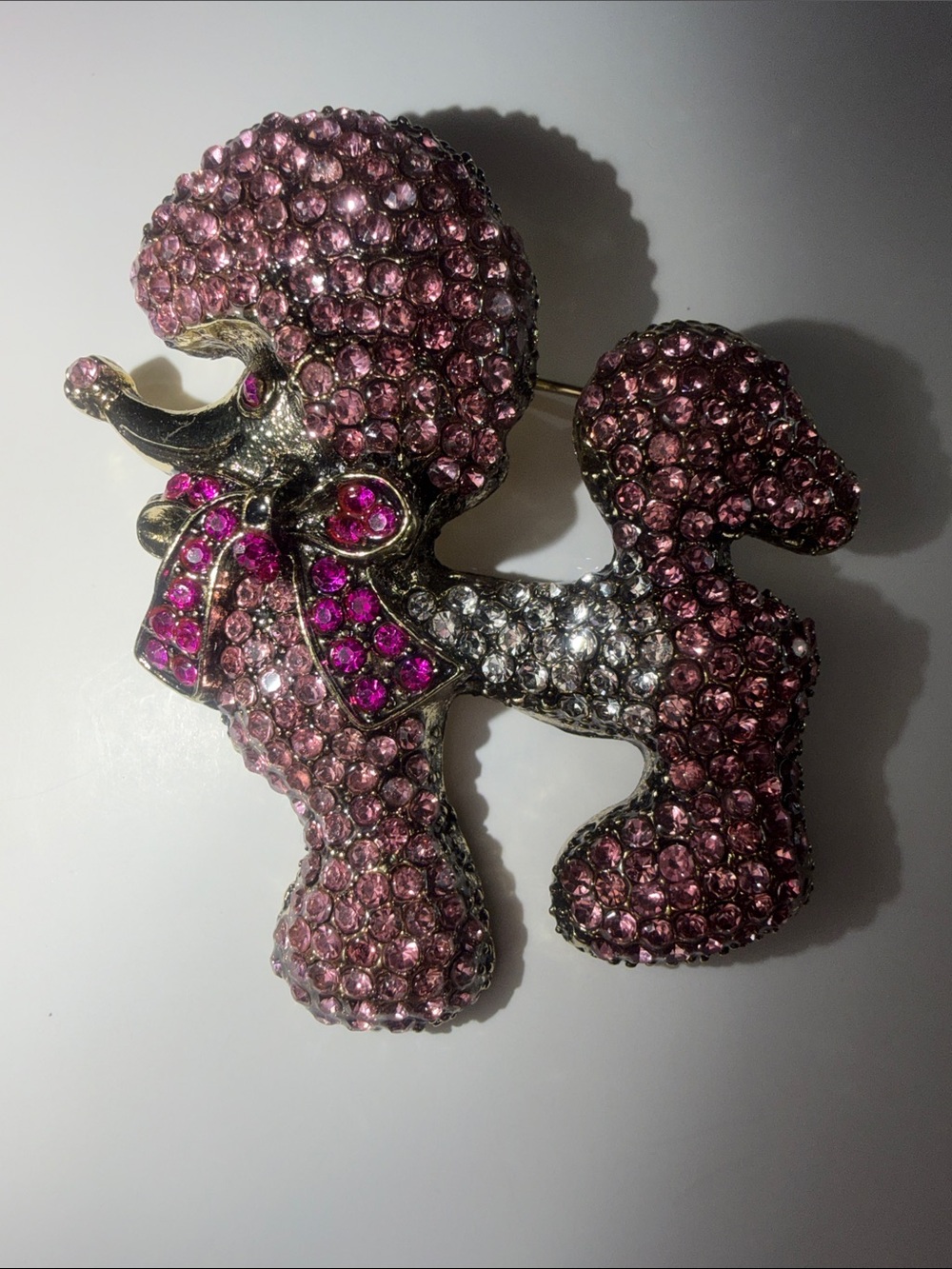 Preloved Pink Rhinestone Poodle Brooch excellent condition.